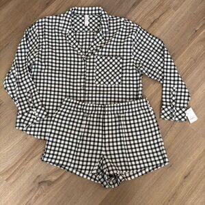 Auden Flannel Black and White Plaid Pajama Set - Size L